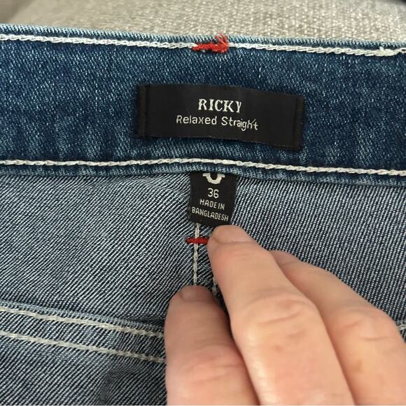 True Religion Ricky Relaxed Straight Snap Denim Shorts Size 36 - Picture 3 of 8